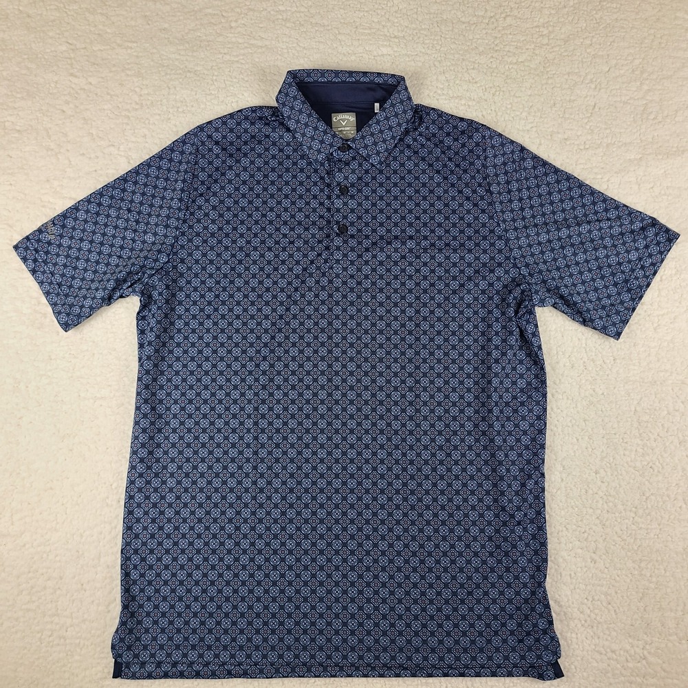 Callaway Polo Shirt Mens Medium Blue Opti‎ Dri Performance Short Sleeve